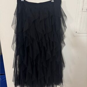 Chic Asymmetrical Black Layered Skirt